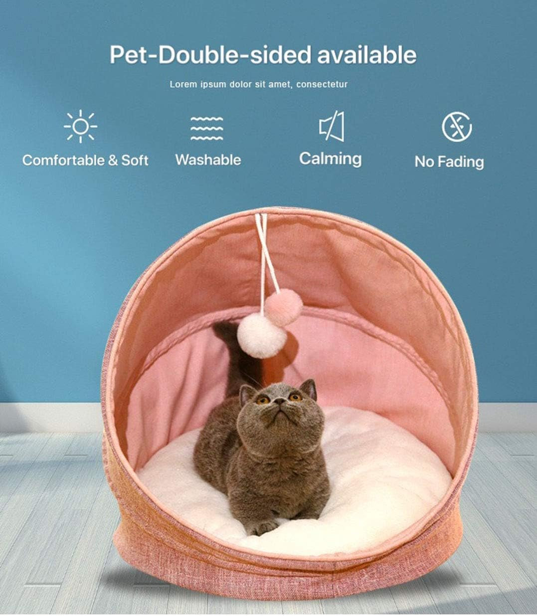 Dog Bed Calming Donut Cuddler, anti Anxiety Comfy Soft Pet round Bed, Plush Soft Cushion Mat Cat Comfy Marshmallow Sleeping Nest for Small Medium Dog (S-XL)