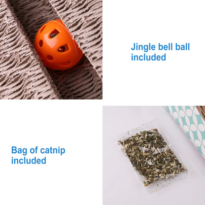 2-In-1 Cat Scratcher Cardboard, Corrugate Cat Scratch Pad with Ball Toy, Catnip, Removable