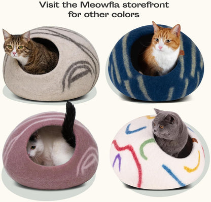 Cat Cave – Premium Felt Cat Bed for Indoor Cats, Handmade 100% Merino Wool (Light Shades)